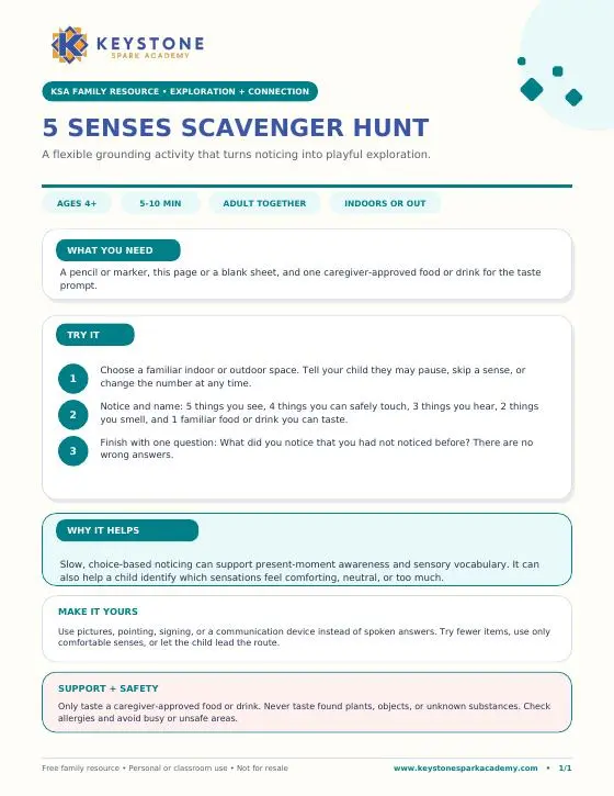 Cover of the 5 Senses Scavenger Hunt printable resource