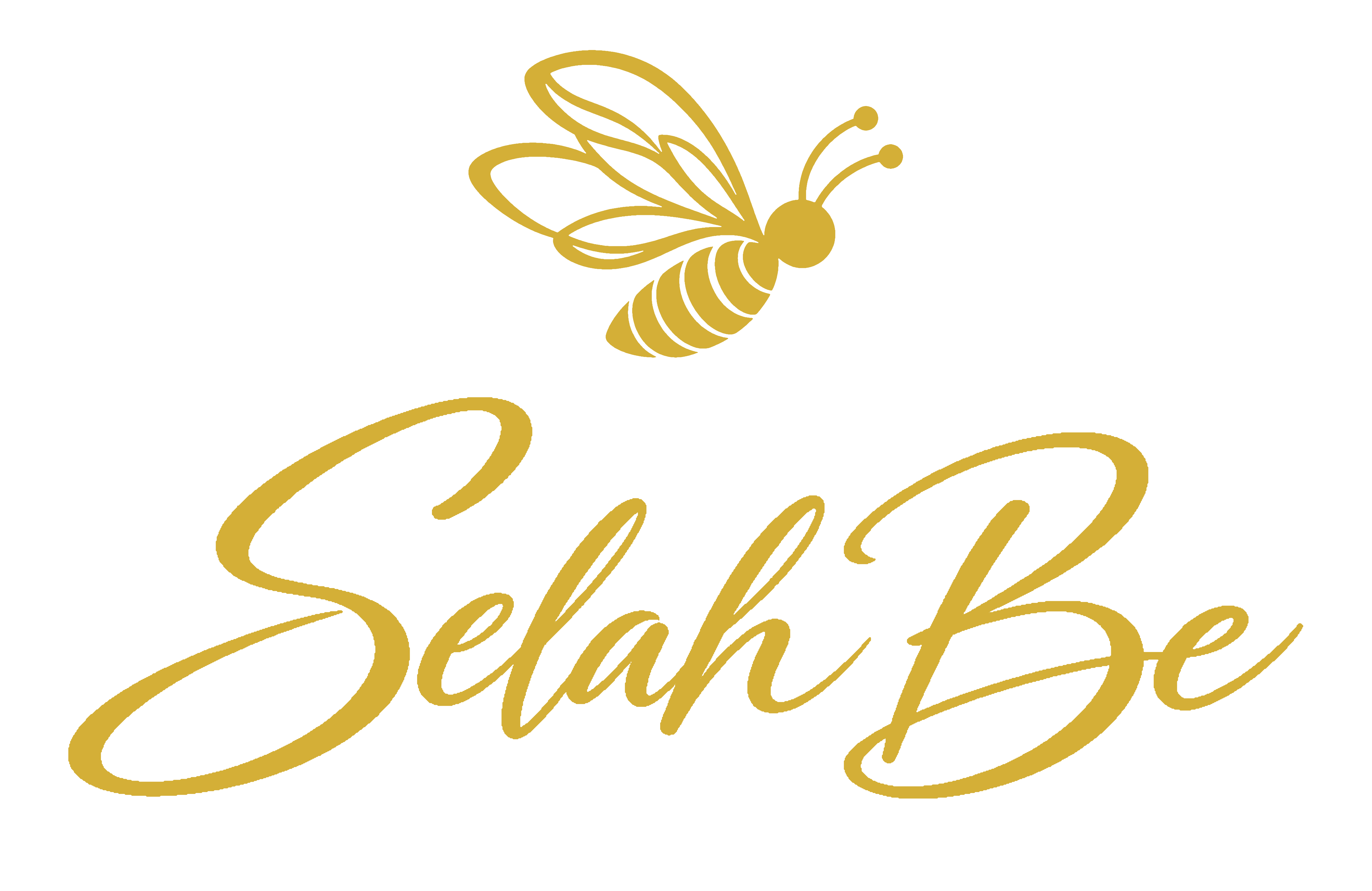 Selah Be gold script logo with the Selah Bee